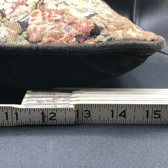 Set of 3 Needlepoint Petit Point Floral Throw Sofa Pillows Black Velvet Backing - Picture 14 of 15